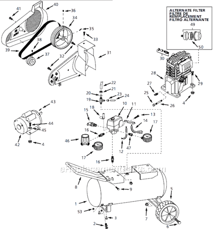 Page A Diagram and Parts List for VT632801 2003 Campbell Hausfeld Compressor